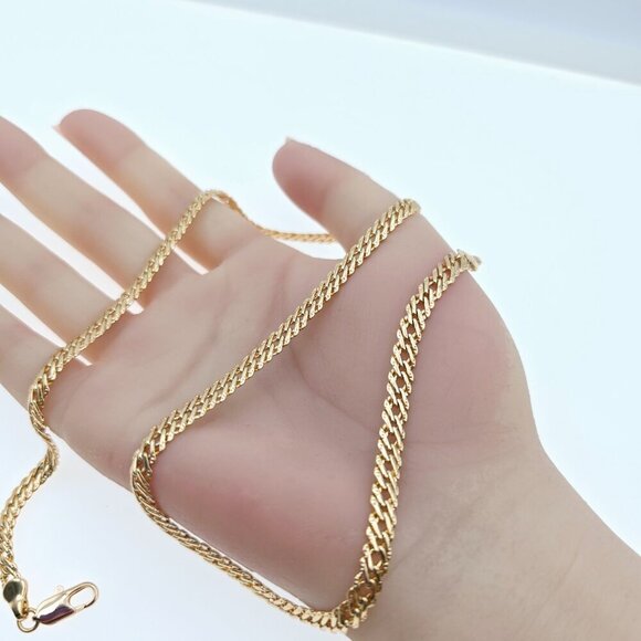 Rose Gold Flat Link Necklace with Elegant Bold Twist Design – 50cm, XPNL0053 - Picture 11 of 12
